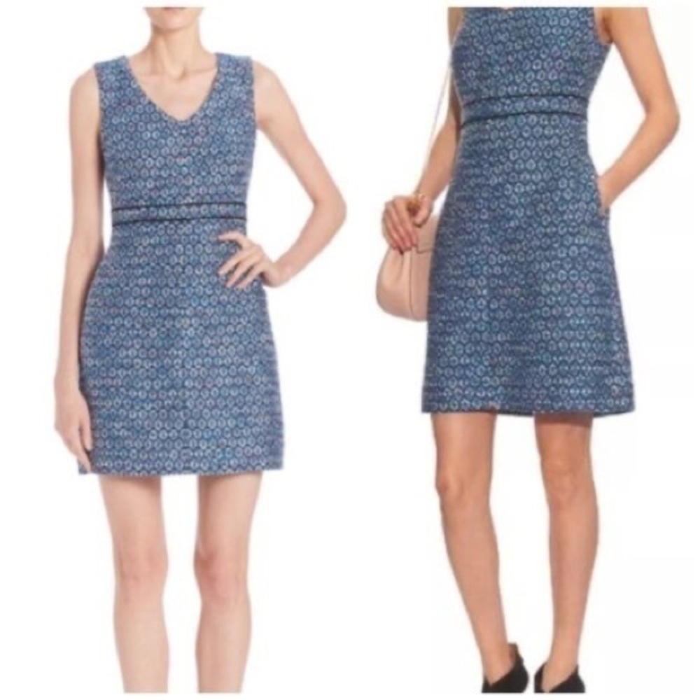 Diane Von Furstenberg Leelou Blue Tweed Shift Dress